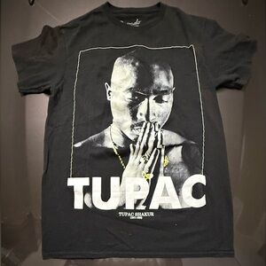 Tupac Praying Hands T Shirt With Gold Colored Jewelry